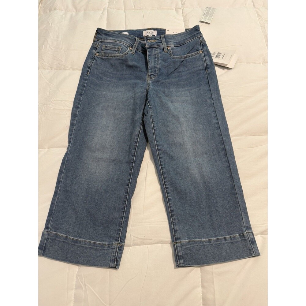 NYDJ Jeans Womens Petites 4P Blue Marylin Capri High Rise Stretch Denim NWT